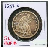 1859O seated liberty half dollar