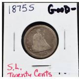 1875S seated liberty 20 cent piece