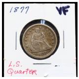 1877 seated liberty quarter