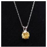 ROUND CUT CITRINE SOLITAIRE NECKLACE, LAB GROWN