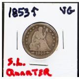 1853 arrow date seated liberty quarter