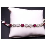 Sterling ruby & white sapphire bracelet, lab grown