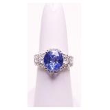 ROUND CUT TANZANITE RING, LAB GROWN