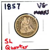 1857 seated liberty quarter