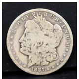 1887O Morgan silver dollar