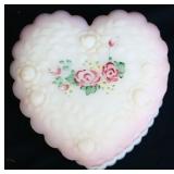 Fenton satin rosalene heart shaped trinket dish