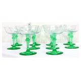 Lot of 10 green base glass stemware