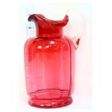 6in cranberry pitcher w/ clear handle