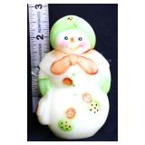 Fenton white snowman figure in green hat