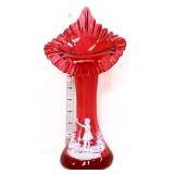 Cranberry glass Mary Gregory jack in pulpit vase