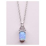 EMERALD CUT OPAL NECKLACE, LAB GROWN