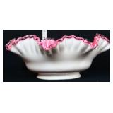 Fenton 4in tall peach crest bowl