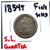 1854 arrow date seated liberty quarter