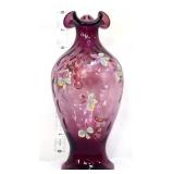 Fenton 8in purple vase w/ grapes