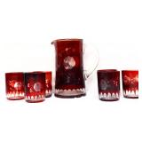 7 piece red bohemian water set