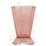 Pink glass nude triangle vase