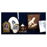 6 piece estate lot, inc lady portraits