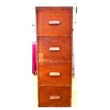 Vintage 4 drawer wood file cabinet