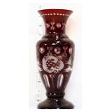 Red bohemian 9in vase