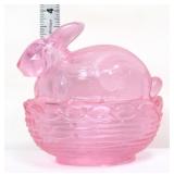 Pink glass bunny on nest