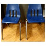 Pair vintage blue Virco child size chairs