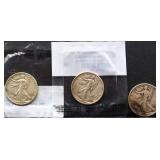 Lot of 3 walking liberty half dollars