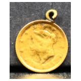 $1 gold coin in bezel