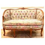 Vintage French curved back loveseat, see photos