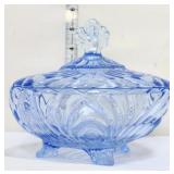 Vintage light blue glass footed candy dish