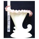 Fenton 5in rose crest cornucoplia vase