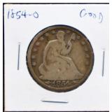 1854O arrow date seated liberty hafl dollar