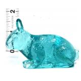 Teal glass miniature bunny figure