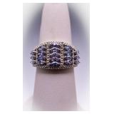 Sterling 1.3ctw diamond and tanzanite dinner ring