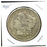 1901 Morgan silver dollar