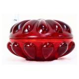 Fenton red round trinket box w/ lid