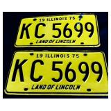 Pair of 1975 Illinois license plates