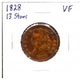 1828 half cent, 13 stars