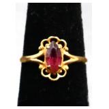 10k yellow gold marquis cut ruby ring