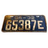 1932 Georgia license plate