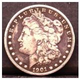 1901O Morgan silver dollar