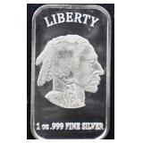 1oz Indian face silver bar