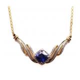 BLUE/WHITE SAPPHIRE NECKLACE, LAB CREATED