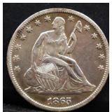 1865S seated liberty half dollar