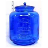 Blue glass peanut jar