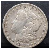 1891O Morgan silver dollar