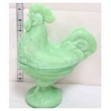 Jadeite rooster candy dish