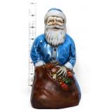 6in glass kneeling Santa w/ blue coat