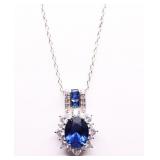 OVAL CUT BLUE SAPPHIRE NECKLACE, LAB GROWN