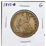 1845O seated liberty half dollar