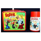 Vintage metal Popeye lunchbox w/ thermos